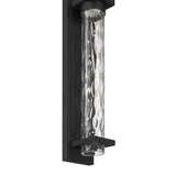 Lionel 20-inch Textured Black LED Exterior Wall Sconce with Clear Water Glass Shade