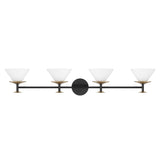 Tremolo 42-inch 4-light Matte Black and Champagne Gold Vanity Light with Etched Opal Glass