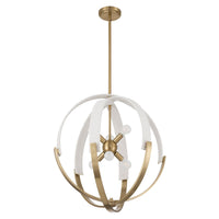 Abbey 23-inch 6-light Brass and Cream Cotton Rope Chandelier