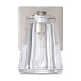 Valentin 4-inch 1-light Brushed Nickel Vanity Light with Clear Pressed Glass Shade