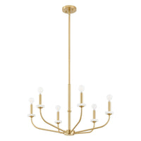 Leah 30-inch 6-light Brushed Gold and White Onyx Chandelier