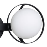 Parker 16-inch 2-light Matte Black Vanity Light with Etched Opal Glass Shades