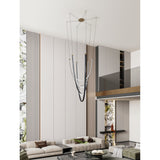 Ayers 59-inch 3-light Champagne Gold with Black and Brown Faux Leather 5CCT LED Chandelier