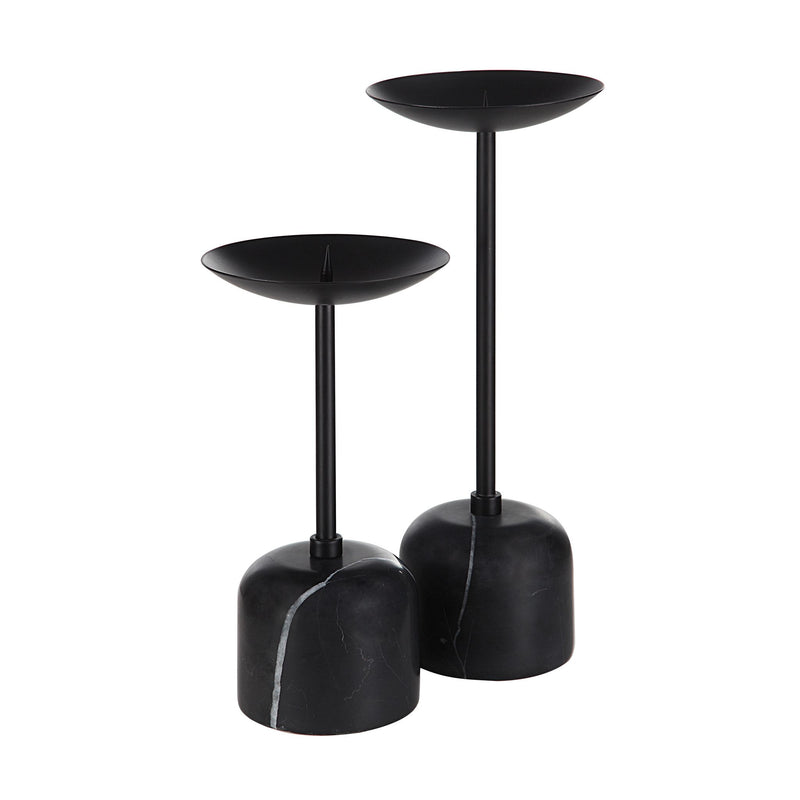 Uma Set Of 2 Pillar Candle Holder HONED BLACK By Renwil
