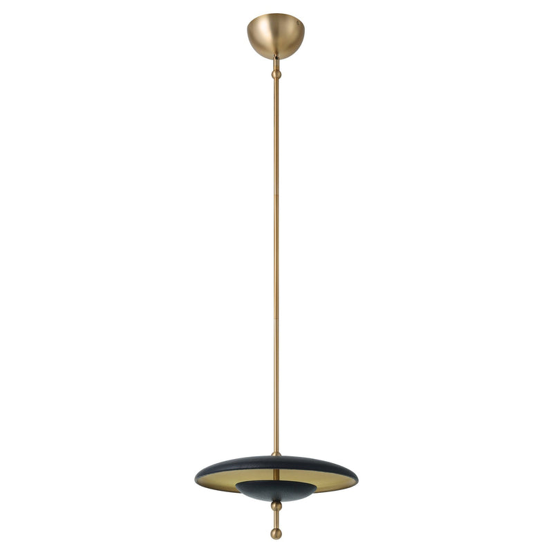 Sinclair 14-inch Champagne Gold and Black Faux Leather 5CCT LED Convertible Pendant