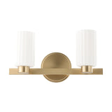 Bedminster 14-inch 2-light Champagne Gold Vanity Light with Etched Opal Ribbed Glass Shades