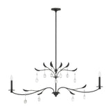 Presley 56-inch 2-light Textured Black Linear Chandelier with Clear Glass Drops and White Linen Shades