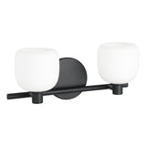 Valentina 15-inch 2-light Matte Black Vanity Light with Etched Opal Glass Shades