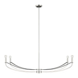 Sussex 47-inch 4-light Polished Nickel and Black Faux Leather Linear Chandelier