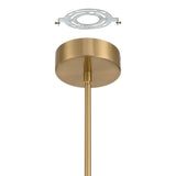 Calle 28-inch 6-light Brass LED Chandelier with Gold Leaf Hand Pressed Glass Shades