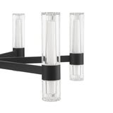 Ristretto 30-inch 12-light Matte Black LED Chandelier with Clear Ribbed and White Acrylic Shades