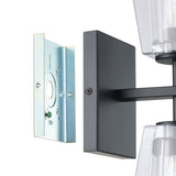 Valentin 13-inch 2-light Matte Black Vanity Light with Clear Pressed Glass Shades