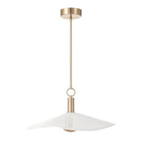 Novella 24-inch Polished Gold LED Convertible Pendant with White Glazed Ceramic Shade