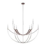 Sussex 40-inch 9-light Polished Nickel and Dark Brown Faux Leather Chandelier