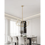 Leah 30-inch 6-light Brushed Gold and White Onyx Chandelier