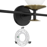 Tremolo 33-inch 3-light Matte Black and Champagne Gold Vanity Light with Etched Opal Glass