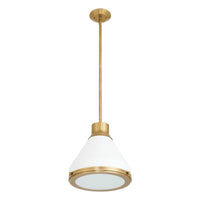 Doyle 13-inch 1-light Natural Brass Pendant Light with Matte White Metal Shade