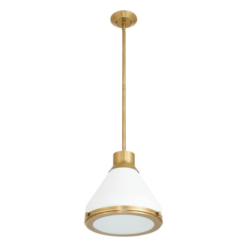 Doyle 13-inch 1-light Natural Brass Pendant Light with Matte White Metal Shade