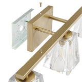 Valentin 24-inch 3-light Champagne Gold Vanity Light with Clear Pressed Glass Shades