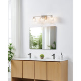 Valentin 24-inch 3-light Brushed Nickel Vanity Light with Clear Pressed Glass Shades
