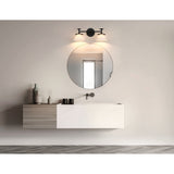Tremolo 20-inch 2-light Matte Black and Champagne Gold Vanity Light with Etched Opal Glass