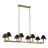 Mcgill 52-inch 8-light Natural Brass Linear Chandelier with Matte Black and Gold Metal Shades