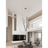 Ayers 59-inch 3-light Champagne Gold with Black and Brown Faux Leather 5CCT LED Chandelier