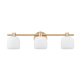 Valentina 24-inch 3-light Champagne Gold Vanity Light with Etched Opal Glass Shades