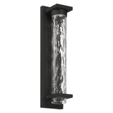 Lionel 20-inch Textured Black LED Exterior Wall Sconce with Clear Water Glass Shade