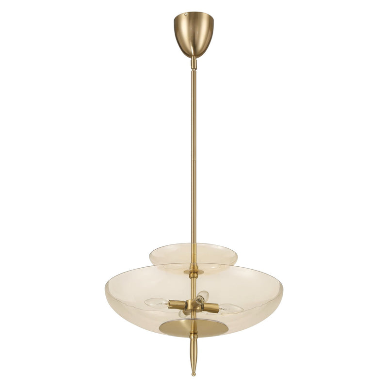 Fiorello 21-inch 4-light Brushed Gold Convertible Pendant with Smoked Amber Glass Shades