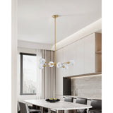 Helena 32-inch 6-light Brushed Gold Chandelier with Clear Acrylic Shades