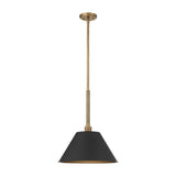 Mcgill 16-inch 1-light Natural Brass Pendant Light with Matte Black and Gold Metal Shade
