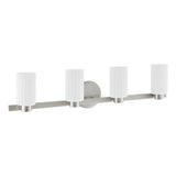 Bedminster 30-inch 4-light Brushed Nickel Vanity Light with Etched Opal Ribbed Glass Shades