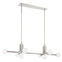 Stockholm 50-inch 8-light Polished Nickel Linear Chandelier with Opal Glass Shades