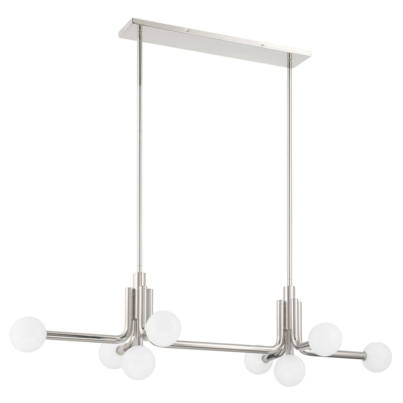 Stockholm 50-inch 8-light Polished Nickel Linear Chandelier with Opal Glass Shades