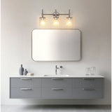 Andrea 24-inch 3-light Polished Nickel Vanity Light with Clear Ribbed Glass Shades