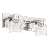 Dryden 15-inch 2-light Polished Nickel Vanity Light with Clear Ribbed Glass Shades
