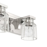 Dryden 15-inch 2-light Polished Nickel Vanity Light with Clear Ribbed Glass Shades