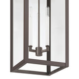 Hillside 11-inch 3-light Dark Bronze Exterior Pendant Light with Clear Glass
