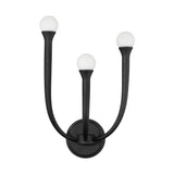 Dahlia 18-inch 3-light Textured Black Wall Sconce with Opal Glass Shades