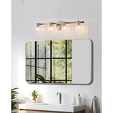 Bedminster 30-inch 4-light Brushed Nickel Vanity Light with Clear Ribbed Glass Shades