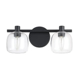 Valentina 15-inch 2-light Matte Black Vanity Light with Clear Glass Shades