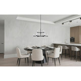 Ristretto 42-inch 18-light Matte Black LED Chandelier with Clear Ribbed and White Acrylic Shades