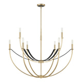 Sussex 40-inch 9-light Champagne Gold and Black Faux Leather Chandelier