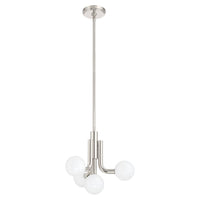 Stockholm 16-inch 4-light Polished Nickel Convertible Pendant with Opal Glass Shades