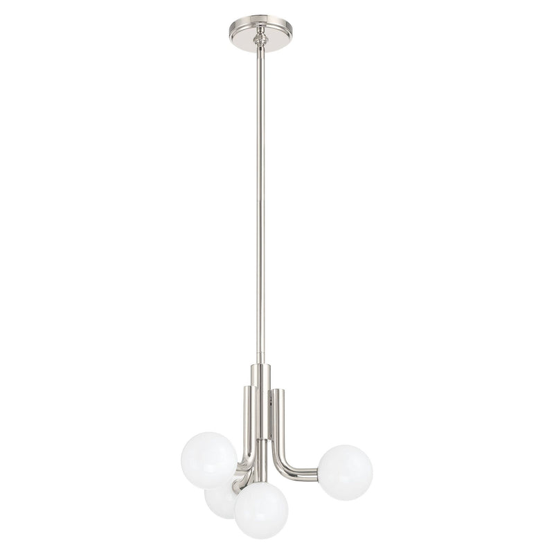 Stockholm 16-inch 4-light Polished Nickel Convertible Pendant with Opal Glass Shades