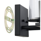 Jared 15-inch 2-light Matte Black Vanity Light with Clear Glass Shades