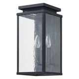 Overton 14-inch 2-light Matte Black Exterior Wall Sconce with Clear Antique Glass