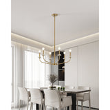 Leah 30-inch 6-light Brushed Gold and White Onyx Chandelier