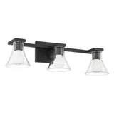 Gilford 24-inch 3-light Matte Black Vanity Light with Clear Glass Shades